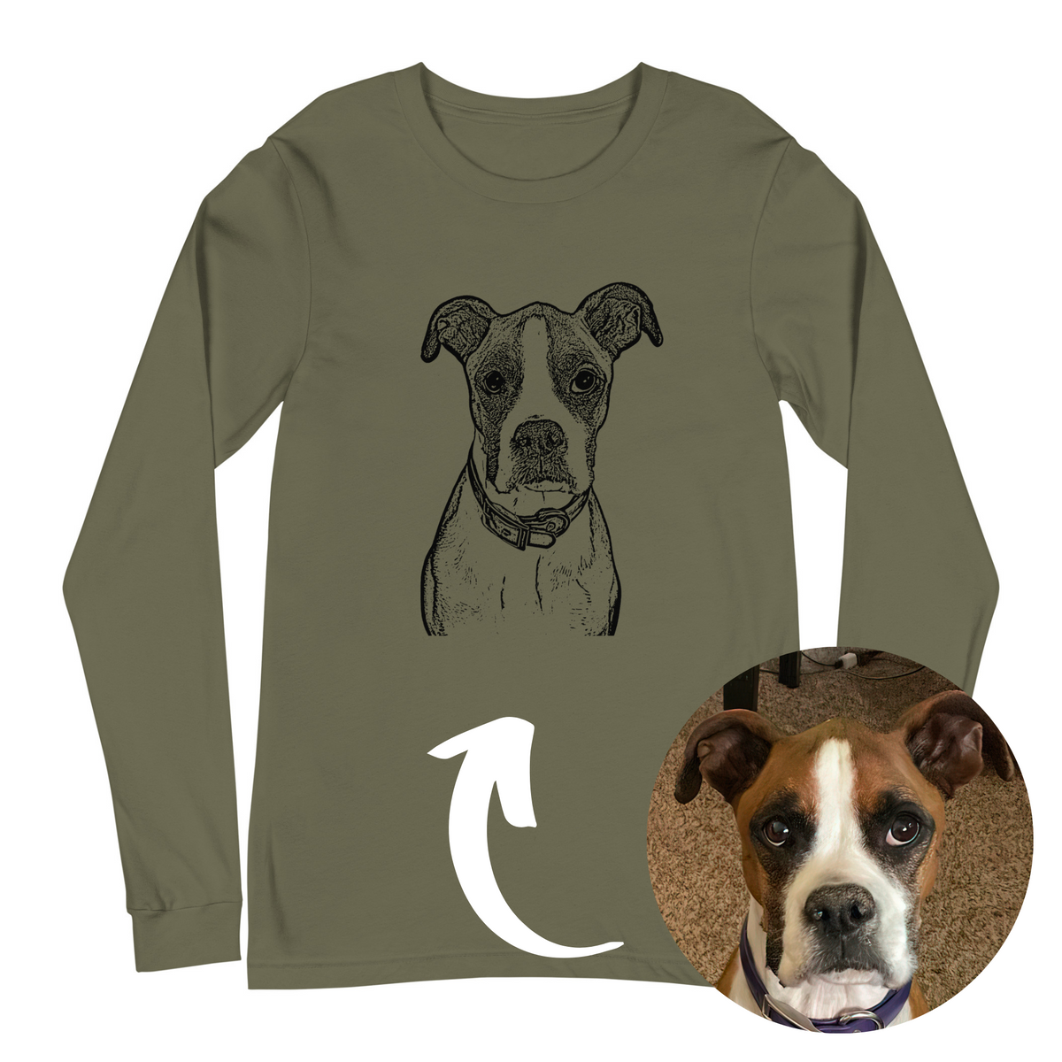 Personalized Pet Portrait Tee - Long Sleeve