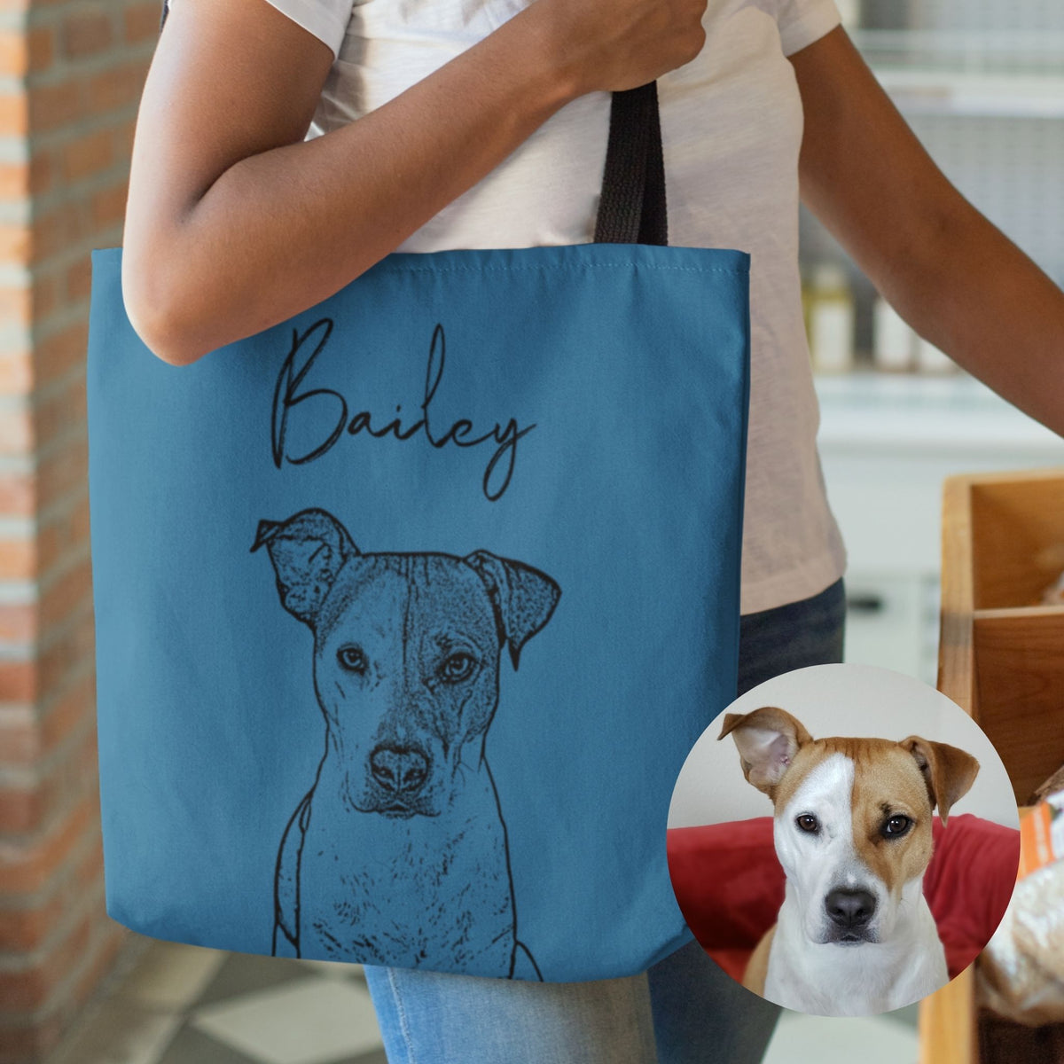 Custom Pet Portrait Tote Bag