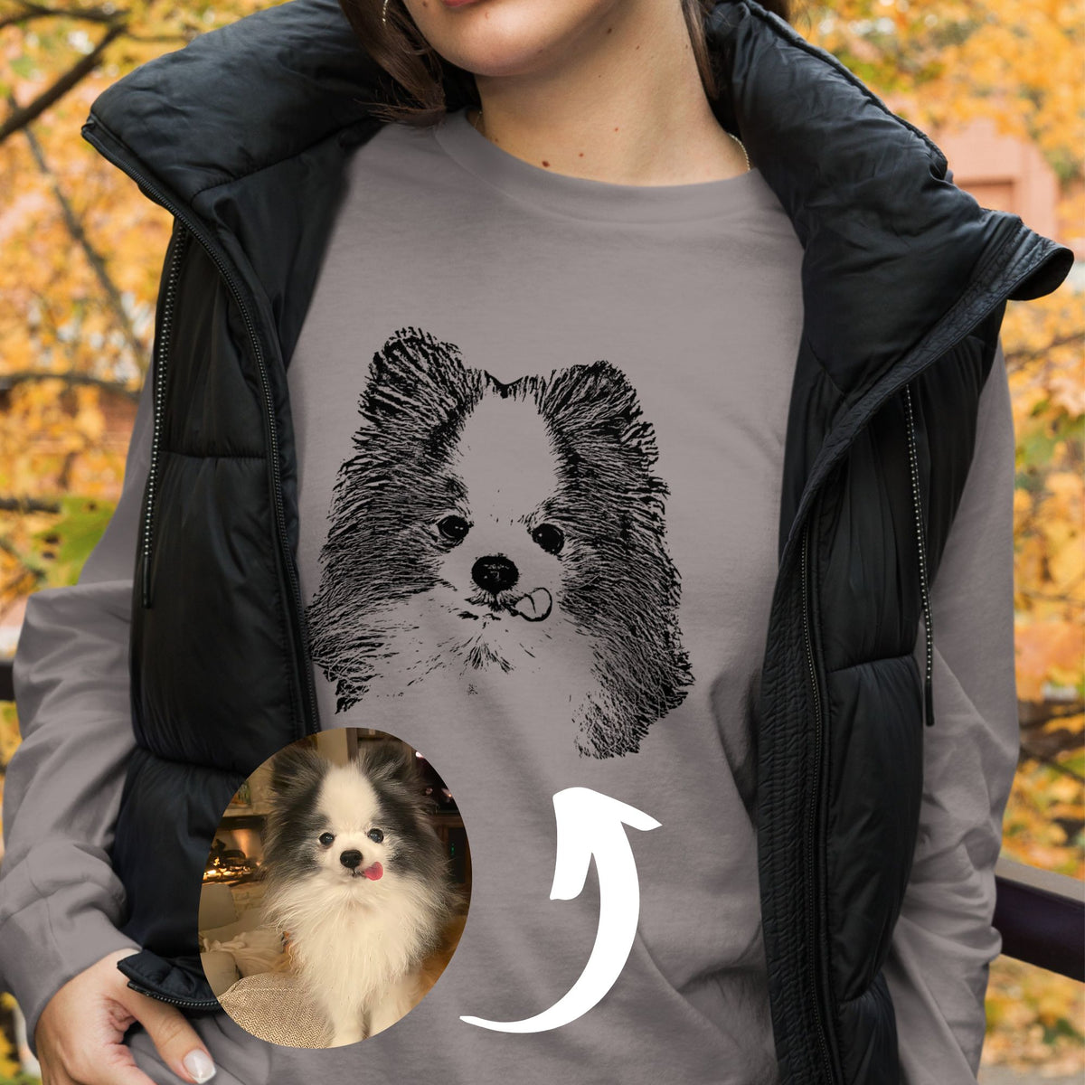 Personalized Pet Portrait Tee - Long Sleeve