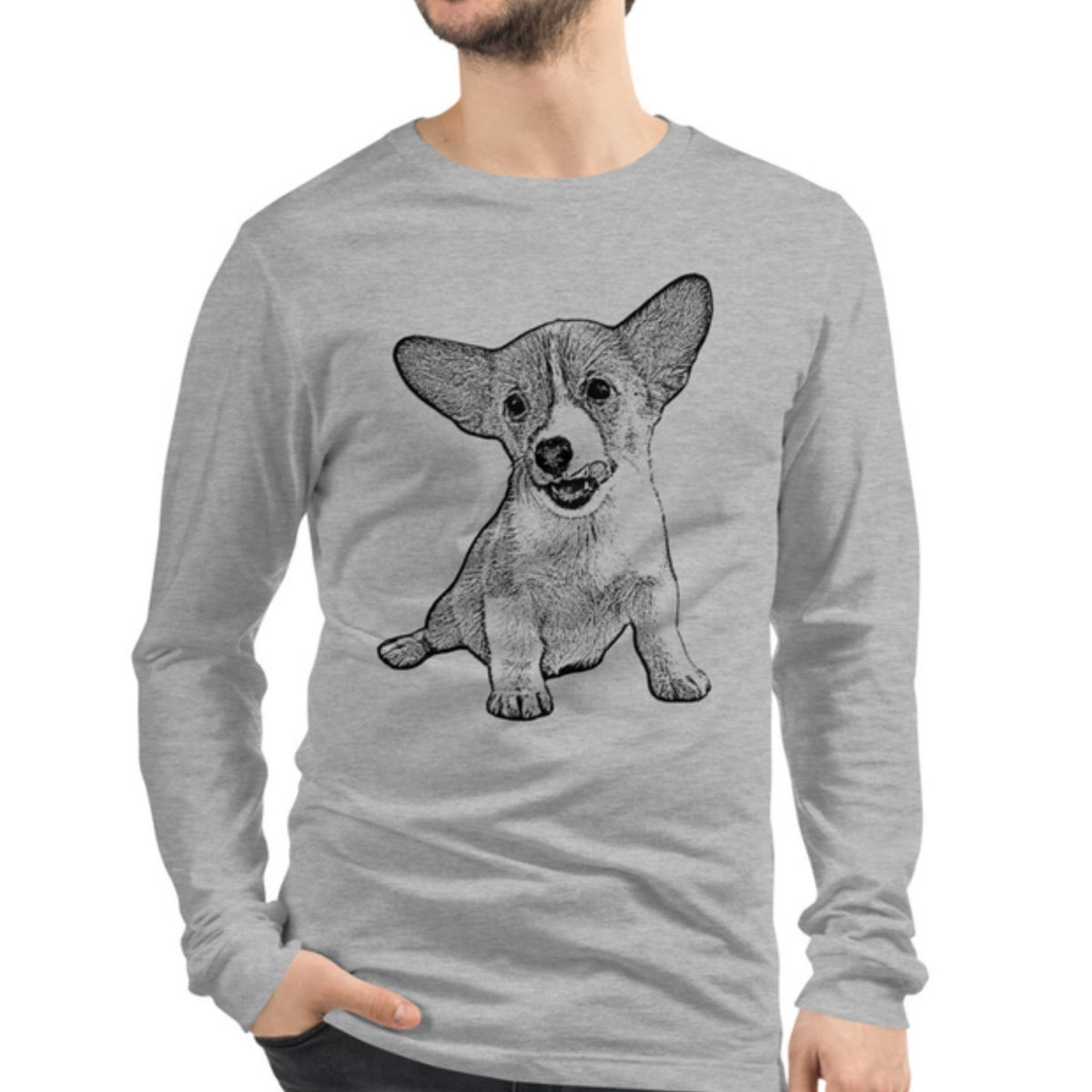 Personalized Ink Portrait Tee - Long Sleeve - GoodBarks